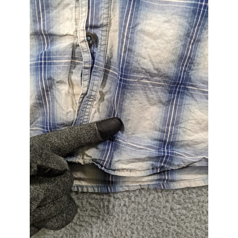 Royal Robbins Button Shirt Mens Large L Contemporary Fit Plaid Blue White - Picture 8 of 10